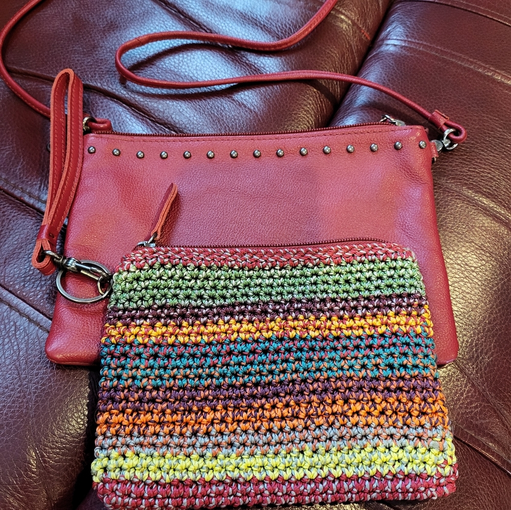 Red, shoulder bag/purse and wristlet by the sak.
